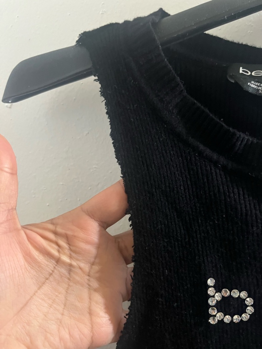 bebe Black Rhinestone Logo Slim Tank - Picture 4 of 7
